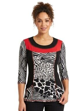 Lior Paris Unique Cow Print Patchwork Pockets Tunic Art To Wear Size 4